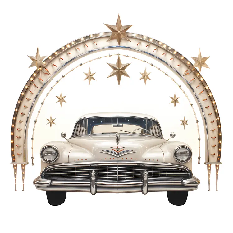 Vintage Classic Car with Star Arch Decoration