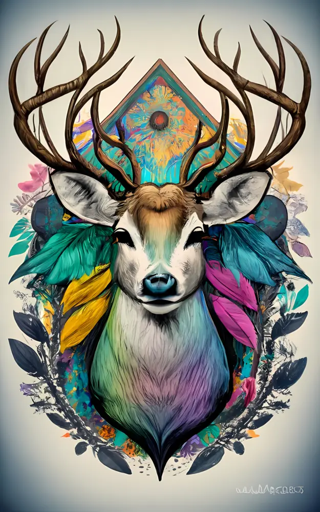 Colorful Deer with Majestic Antlers