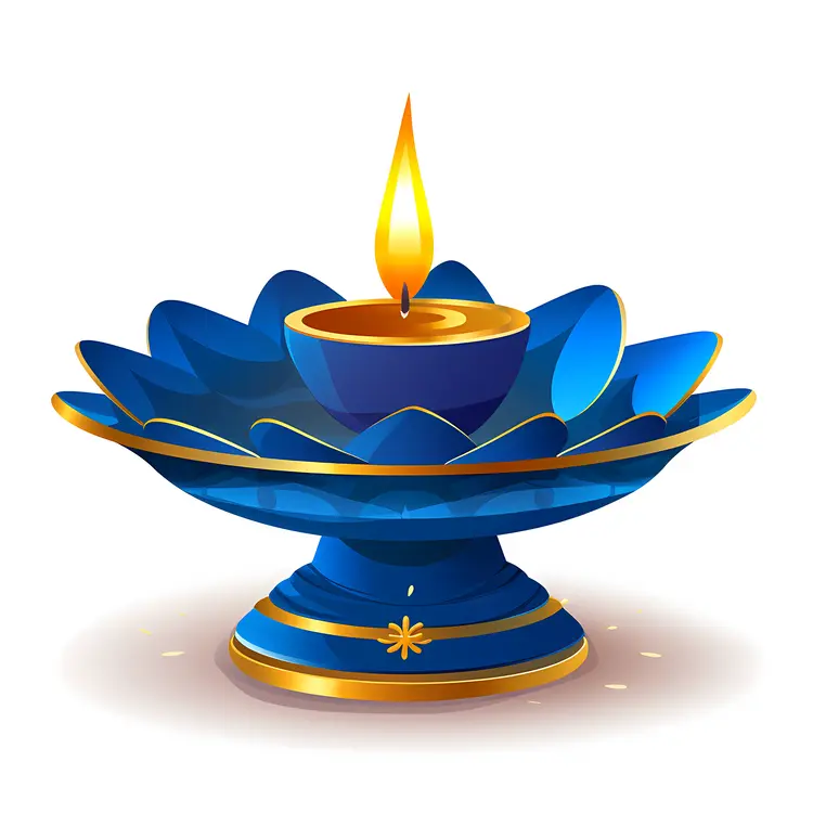 Blue Candle with Flame