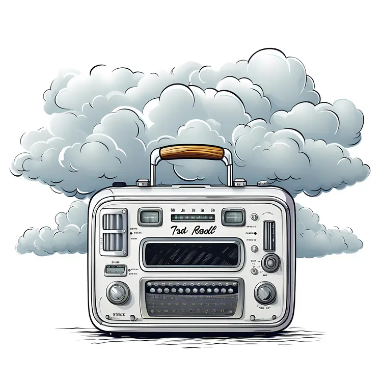 Retro Radio with Clouds