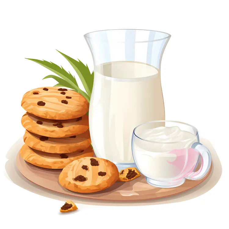 Delicious Milk and Cookies on a Plate