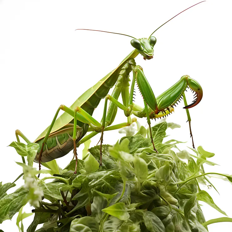Green Praying Mantis on Green Plant