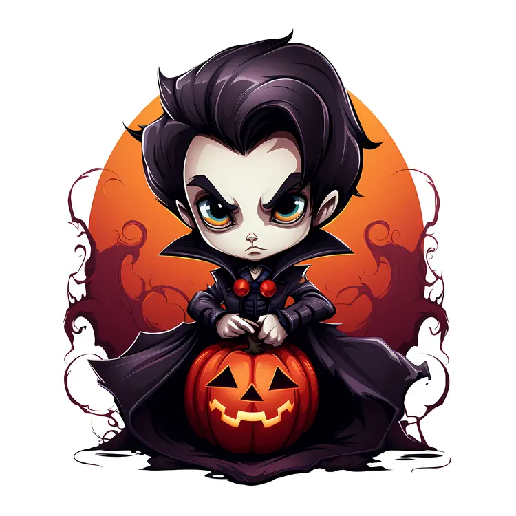Chibi Vampire with a Pumpkin