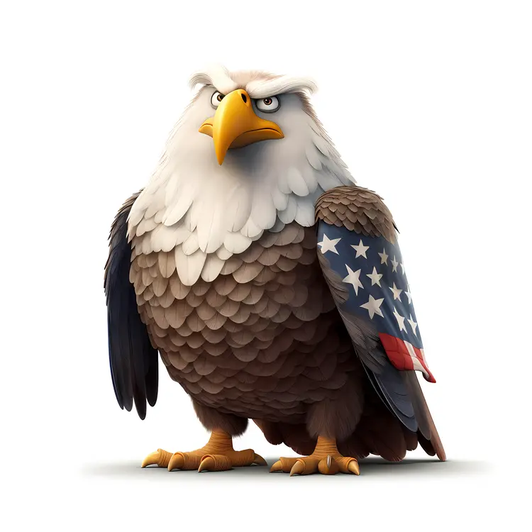 Patriotic Bald Eagle with American Flag