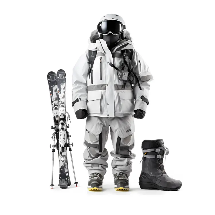 Skier in Grey Gear