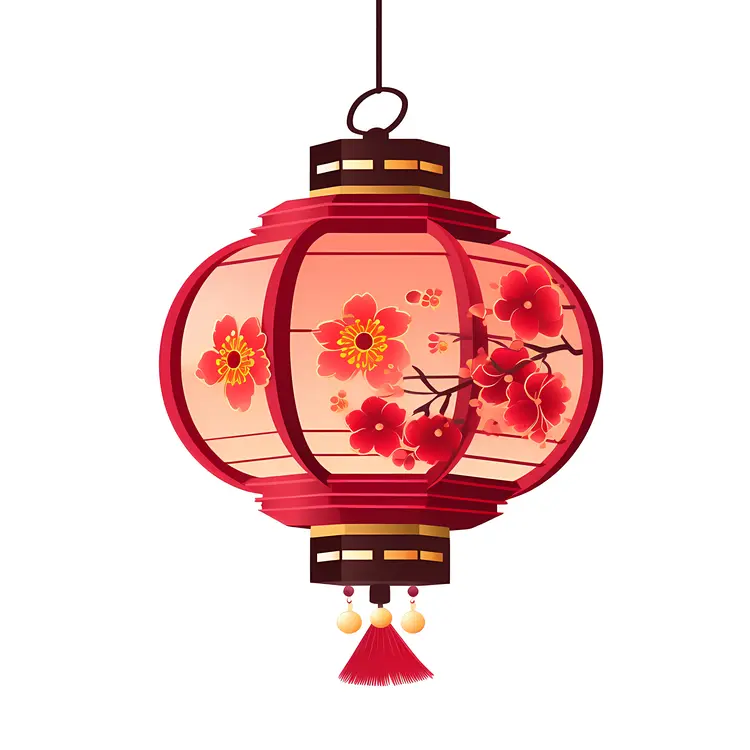 Red Lantern with Floral Design