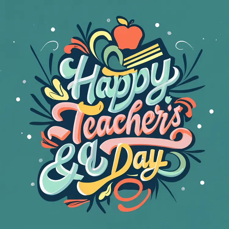 Happy Teacher's Day with Apple and Books