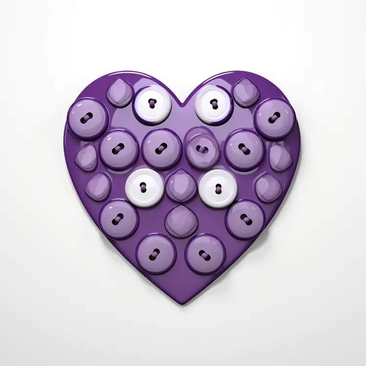 Purple Heart-Shaped Button Arrangement for Valentine's Day Crafts
