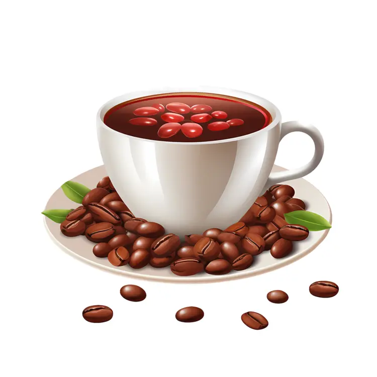 Coffee cup with beans on saucer