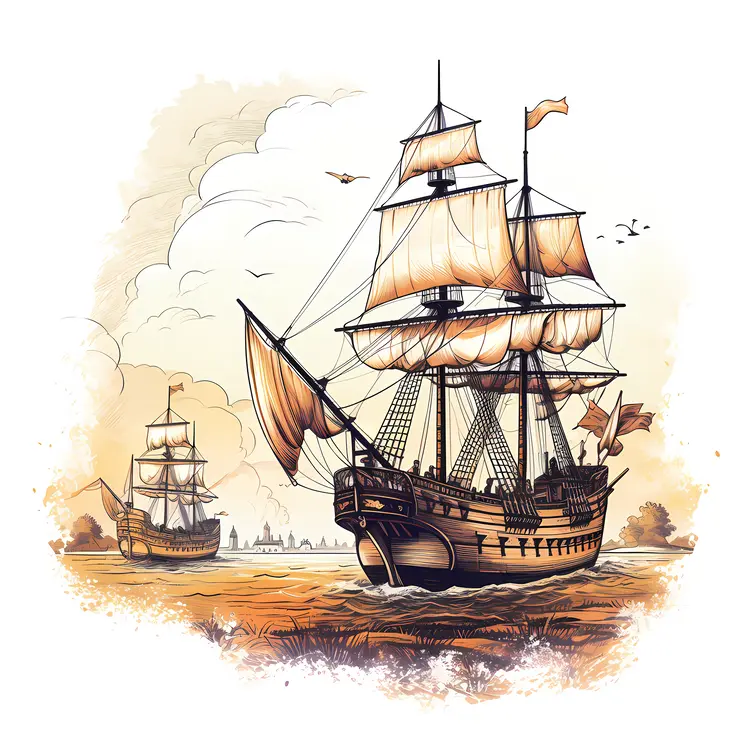 Sailing Ship in Calm Waters