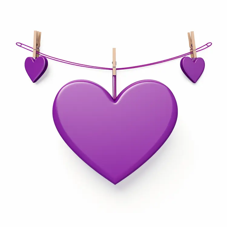 Purple Heart Hanging Decoration for Valentine's Day