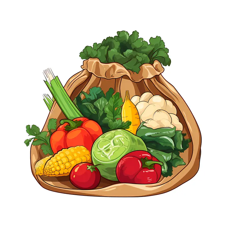 Variety of Vegetables in a Sack