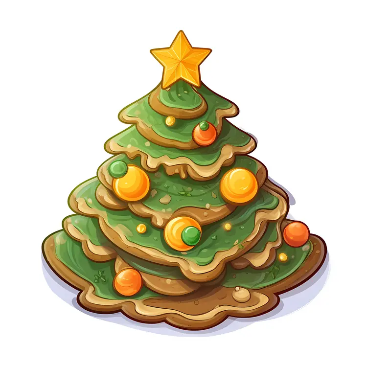 Green Christmas Tree Cookie with Star
