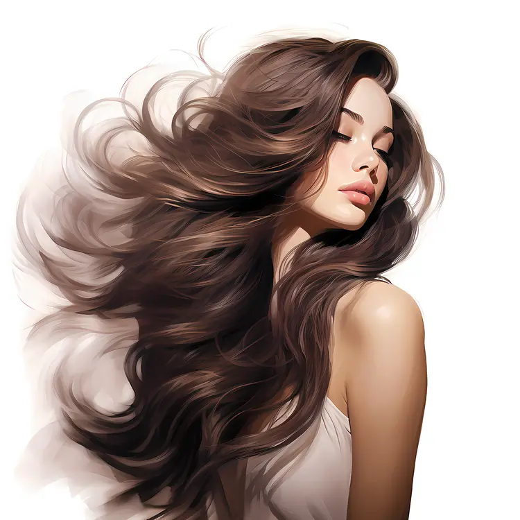 Beautiful Woman with Flowing Hair