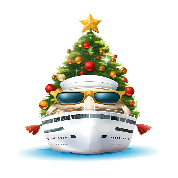 Christmas Tree on a Cruise Ship with Sunglasses
