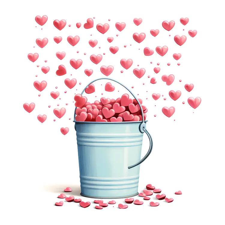 Bucket of Hearts Overflowing with Love