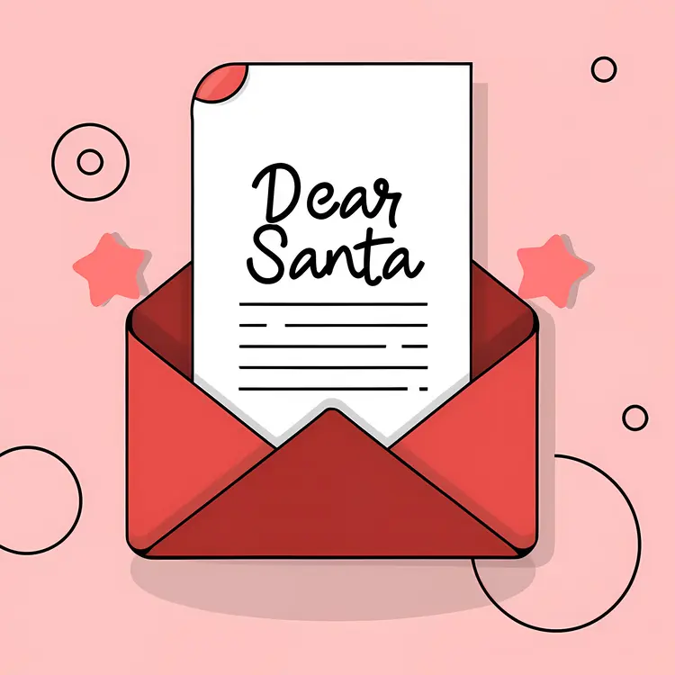 Dear Santa Letter in Red Envelope