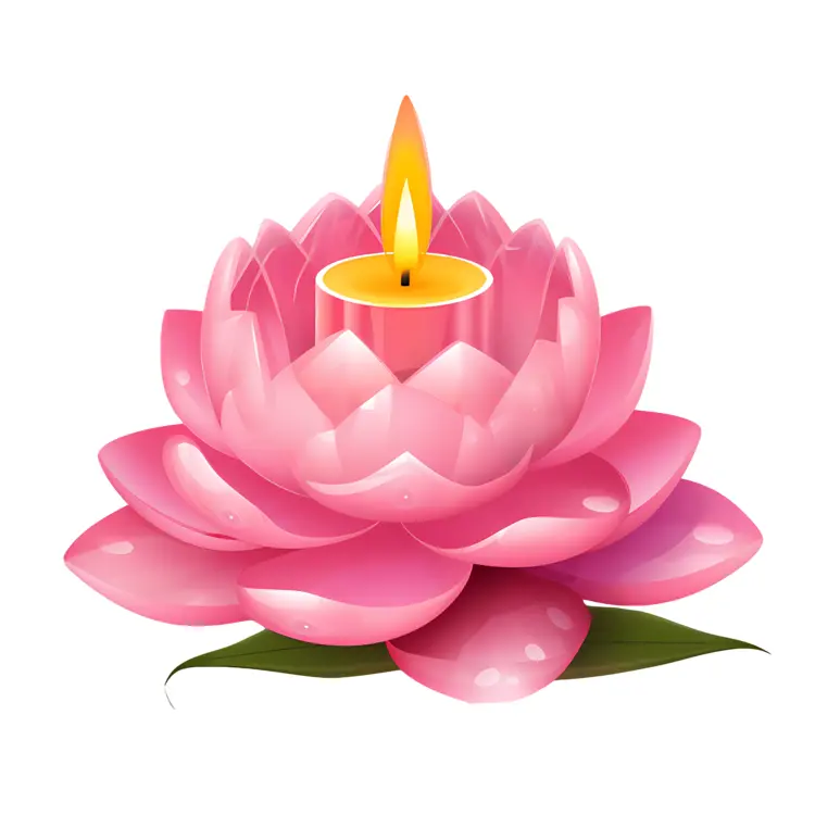 Pink Lotus Candle with Flame