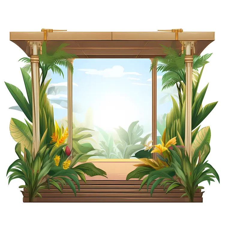 Tropical Gazebo with Lush Greenery