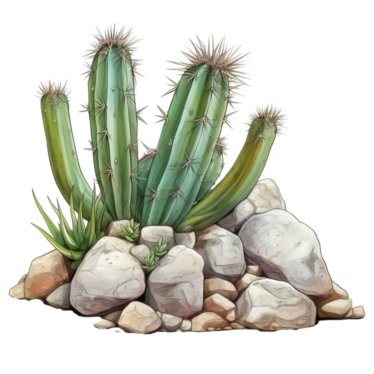 Cactus with Rocks and Spines