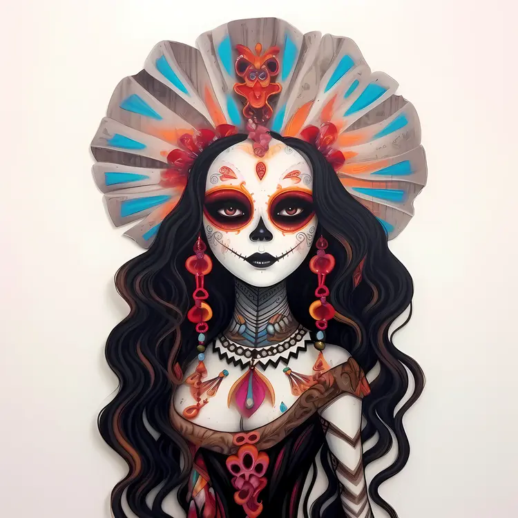 Beautiful Sugar Skull Woman for Day of the Dead Celebration