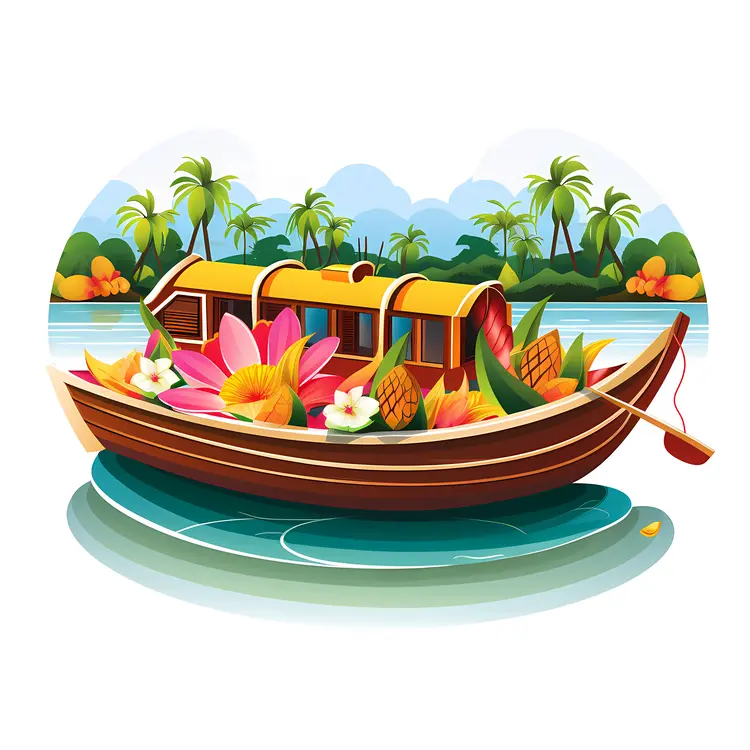 Tropical Houseboat with Floral Decorations