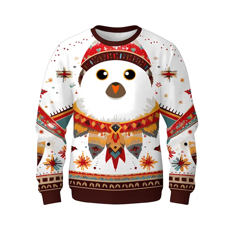 Festive Owl Design Christmas Sweater
