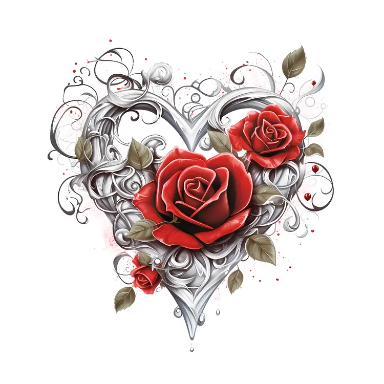 Red Roses in Heart Shape