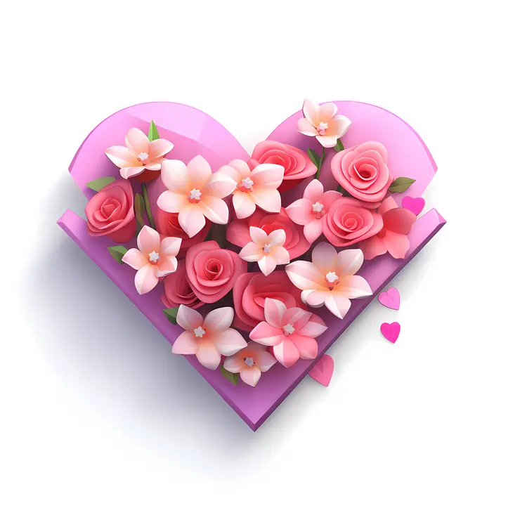 Heart-Shaped Envelope with Flowers