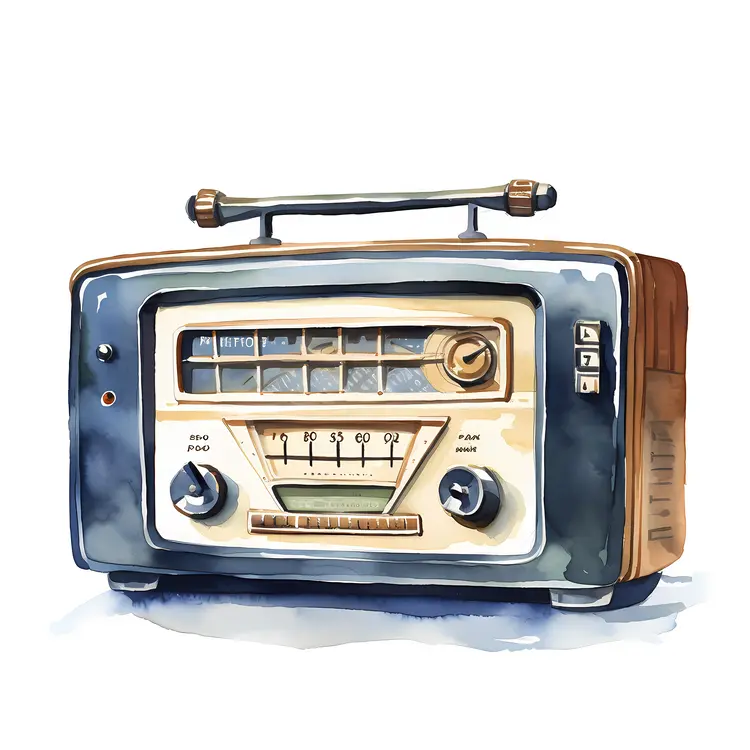 Retro Radio with Watercolor Effect