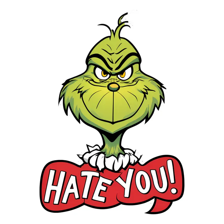 Grumpy Green Grinch Cartoon Character