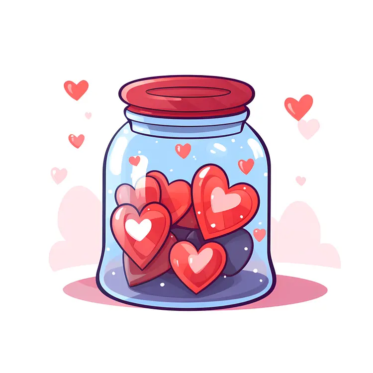 Charming Hearts in a Glass Jar