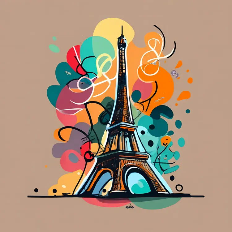 Eiffel Tower with Vibrant Background