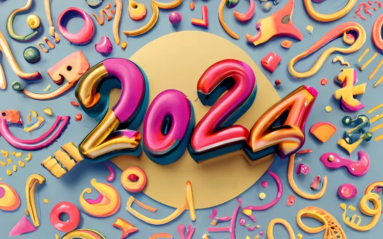 Colorful 2024 with Doodles