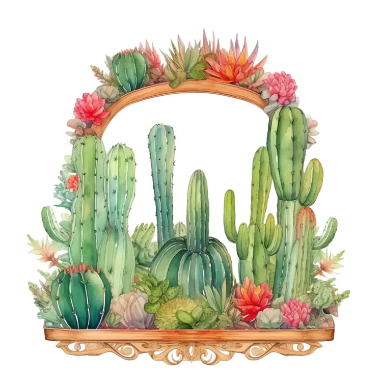 Decorative Cactus Frame with Succulents