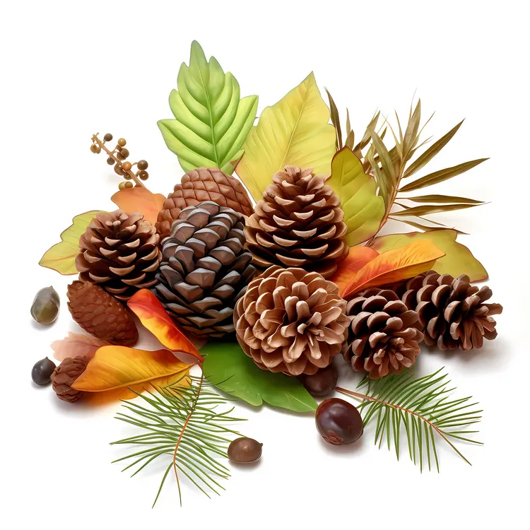Beautiful Pine Cones and Autumn Leaves Arrangement