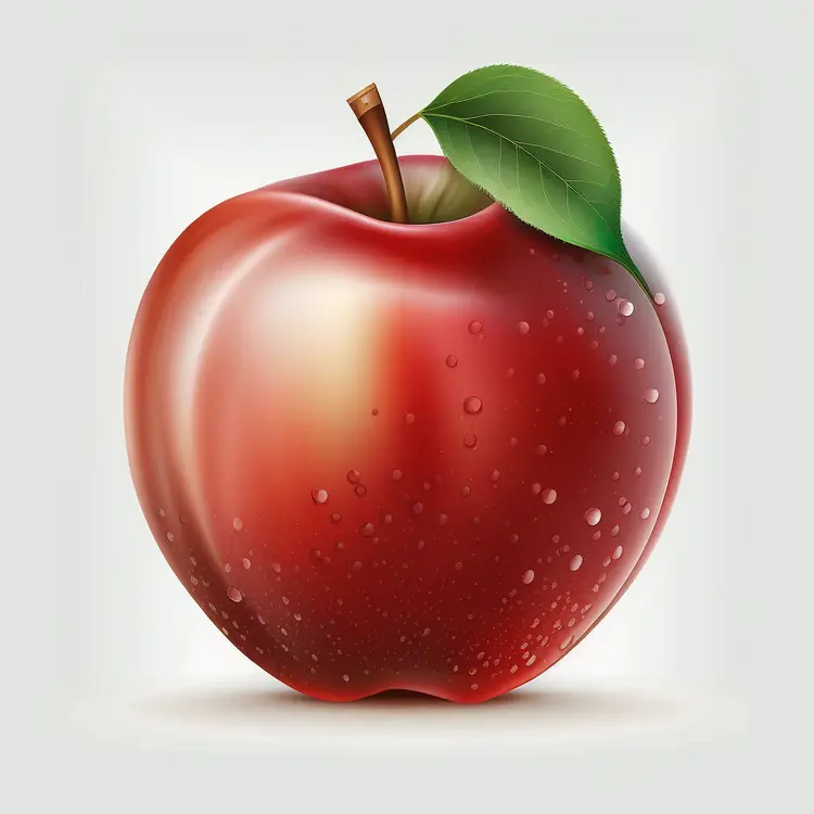 Fresh Red Apple with Leaf