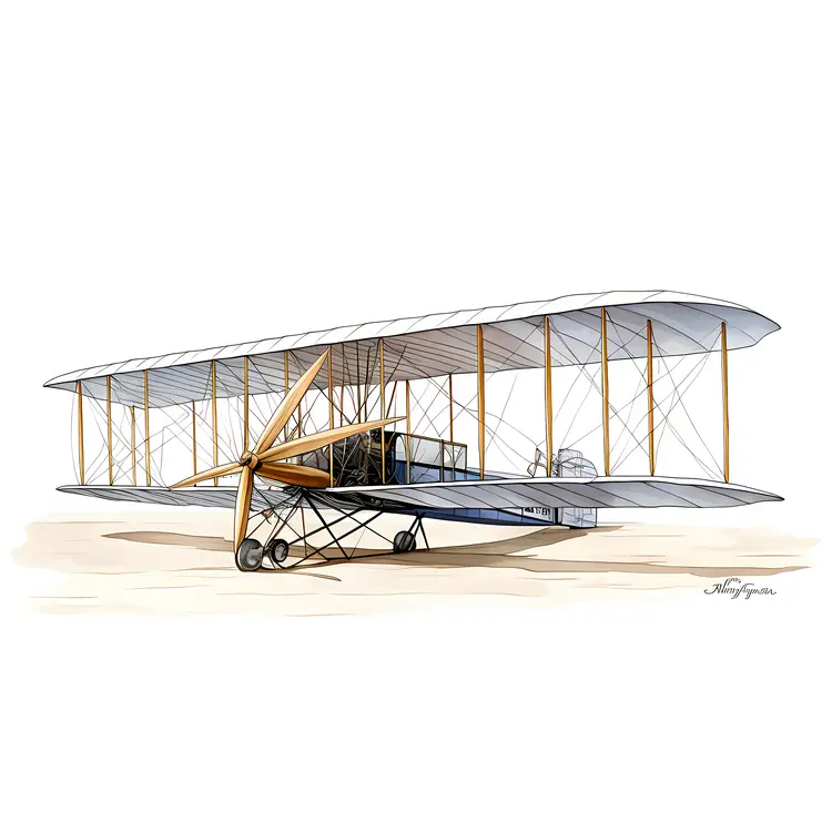 Vintage Biplane with Wooden Frame