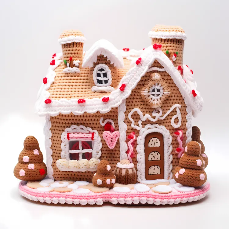 Brown Gingerbread House with White Icing