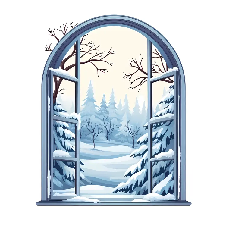 Winter Forest through Arched Window