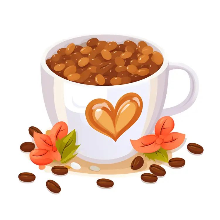 Coffee Beans in Cute Cup