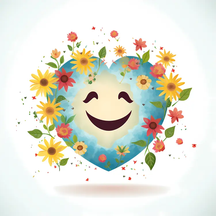 Smiling Heart with Flowers