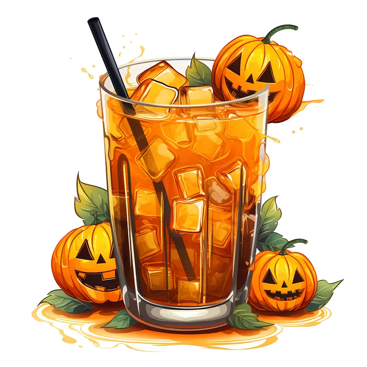 Halloween Pumpkin Drink with Ice