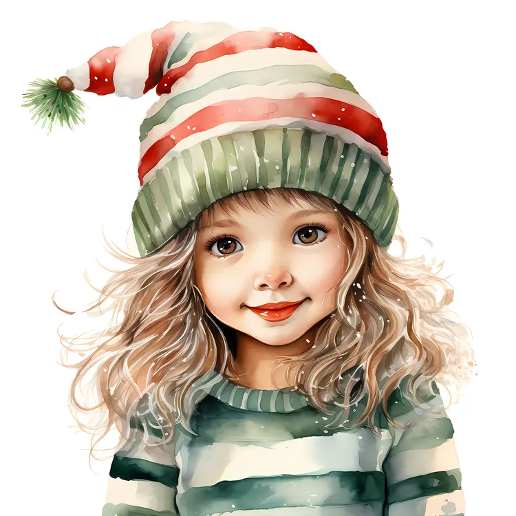Child in Striped Winter Hat