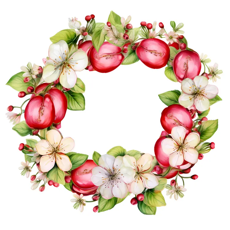 Beautiful Floral Wreath with Apples