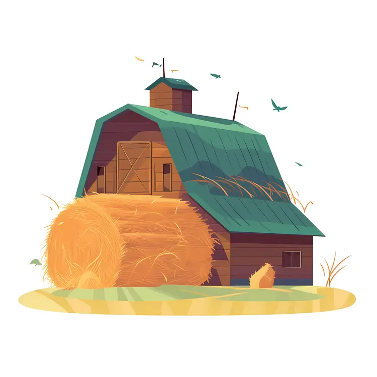 Rustic Barn with Hay Bales