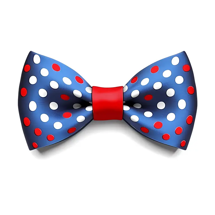 Blue Polka Dot Bow Tie with Red Center