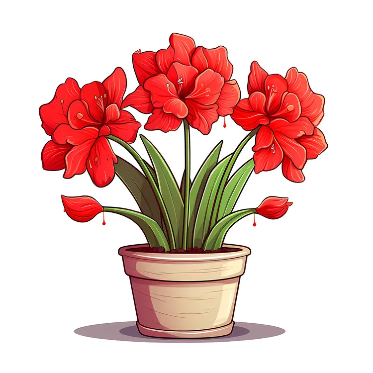 Red Amaryllis in a Pot