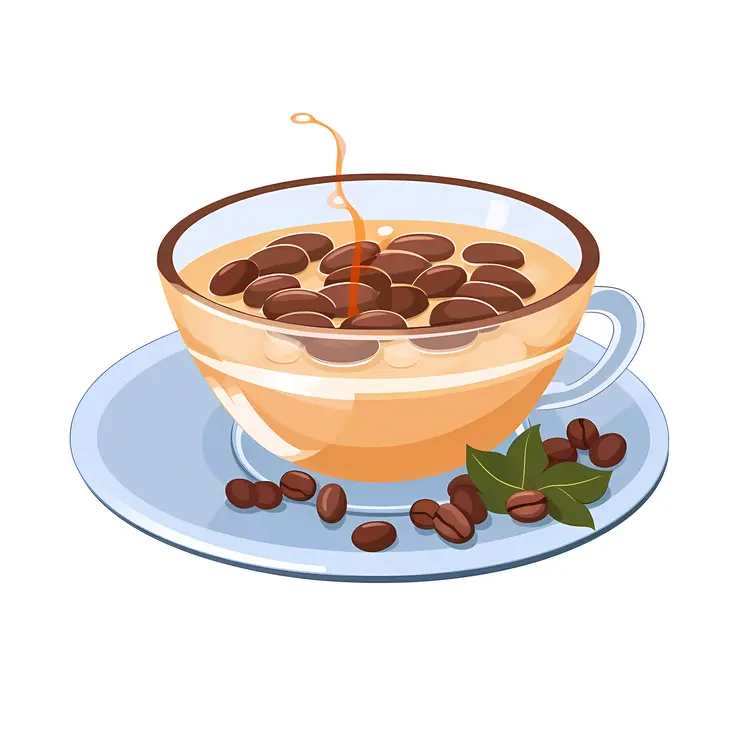 Coffee Cup with Beans Illustration