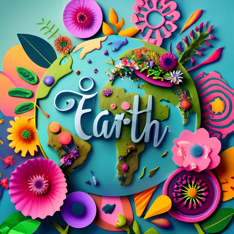 Colorful Earth with Flowers